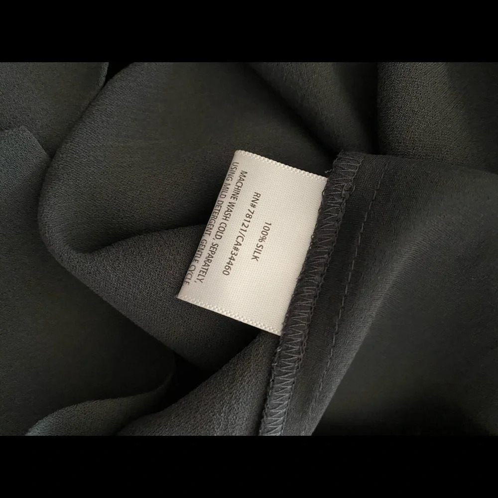 Eileen Fisher Grey/Black Georgette Shift Dress - Picture 8 of 8